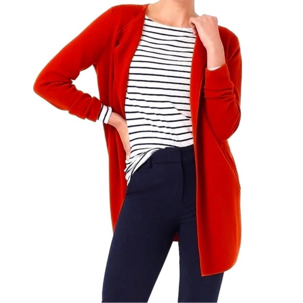 TWO J.Crew Factory Vanessa sweater-jacket Bright cCrise and Heather Camel Small